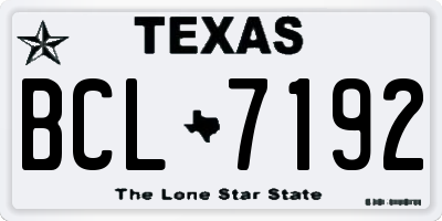 TX license plate BCL7192
