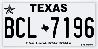 TX license plate BCL7196