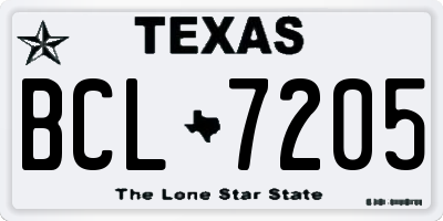 TX license plate BCL7205
