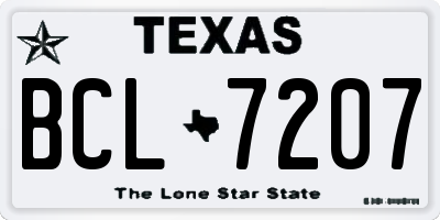 TX license plate BCL7207