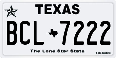 TX license plate BCL7222