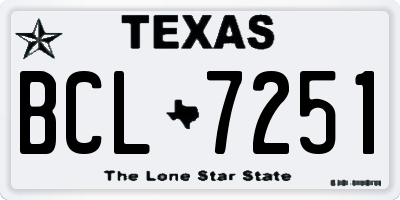 TX license plate BCL7251