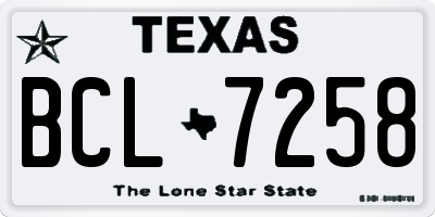 TX license plate BCL7258