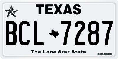 TX license plate BCL7287