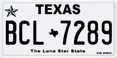 TX license plate BCL7289