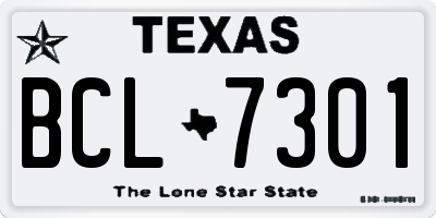 TX license plate BCL7301