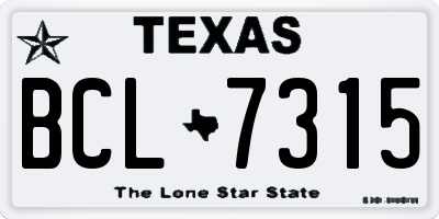 TX license plate BCL7315