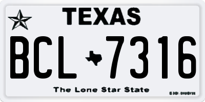 TX license plate BCL7316