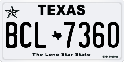 TX license plate BCL7360