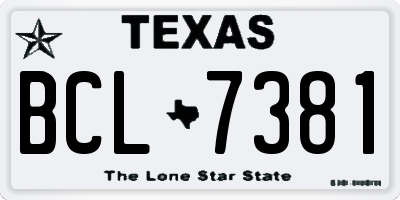 TX license plate BCL7381