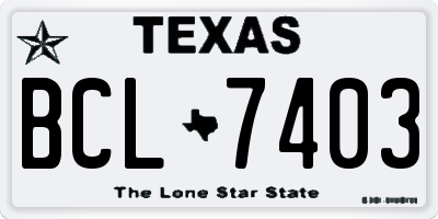 TX license plate BCL7403