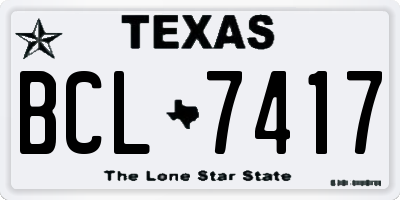 TX license plate BCL7417