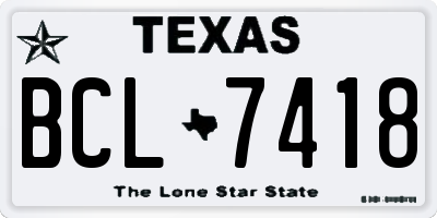 TX license plate BCL7418