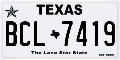 TX license plate BCL7419