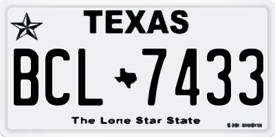 TX license plate BCL7433