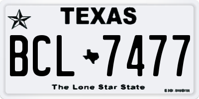 TX license plate BCL7477