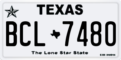 TX license plate BCL7480