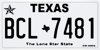 TX license plate BCL7481