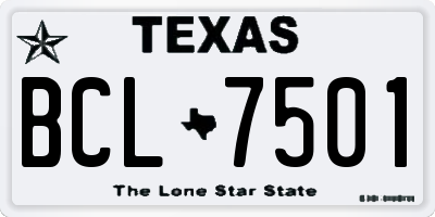 TX license plate BCL7501