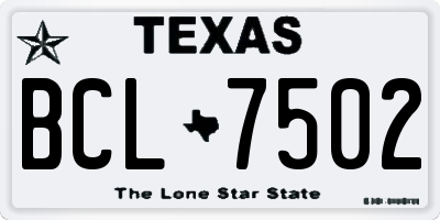 TX license plate BCL7502