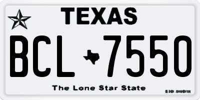 TX license plate BCL7550