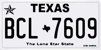 TX license plate BCL7609