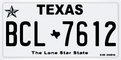 TX license plate BCL7612