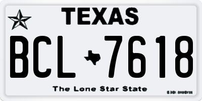 TX license plate BCL7618
