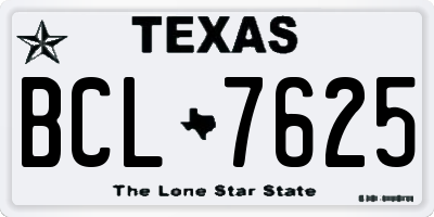 TX license plate BCL7625
