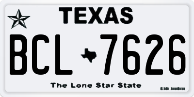 TX license plate BCL7626