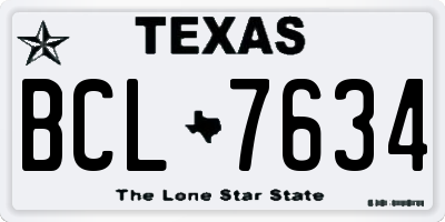 TX license plate BCL7634