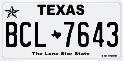 TX license plate BCL7643