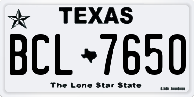 TX license plate BCL7650