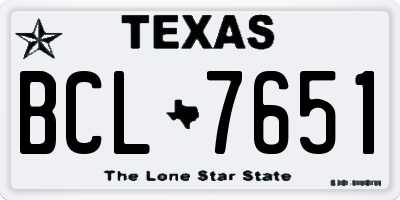 TX license plate BCL7651