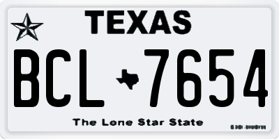 TX license plate BCL7654