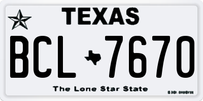 TX license plate BCL7670