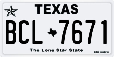 TX license plate BCL7671