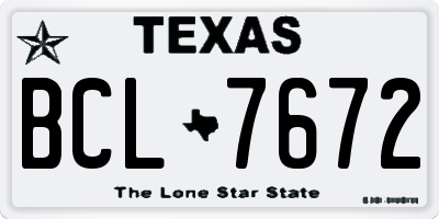 TX license plate BCL7672