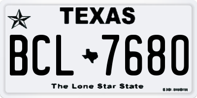 TX license plate BCL7680