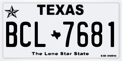 TX license plate BCL7681