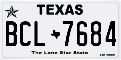 TX license plate BCL7684
