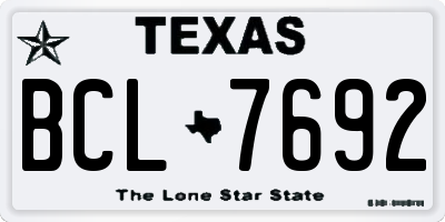 TX license plate BCL7692
