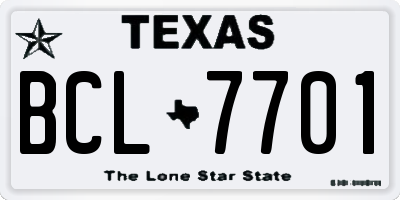 TX license plate BCL7701