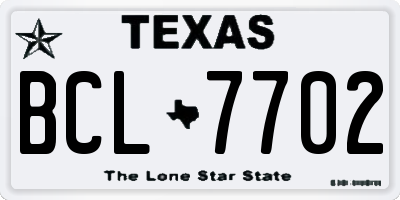 TX license plate BCL7702