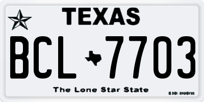TX license plate BCL7703