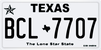 TX license plate BCL7707