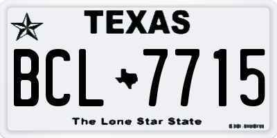 TX license plate BCL7715