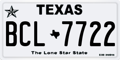 TX license plate BCL7722