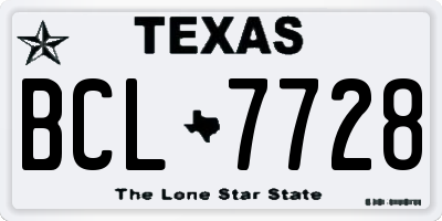TX license plate BCL7728