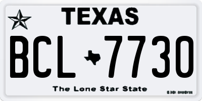 TX license plate BCL7730